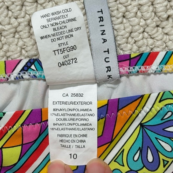 Trina Turk Women Peruvian Stripe Bikini Swimsuit Bottom Beach Pool Vibrant sz 10 - Picture 3 of 8
